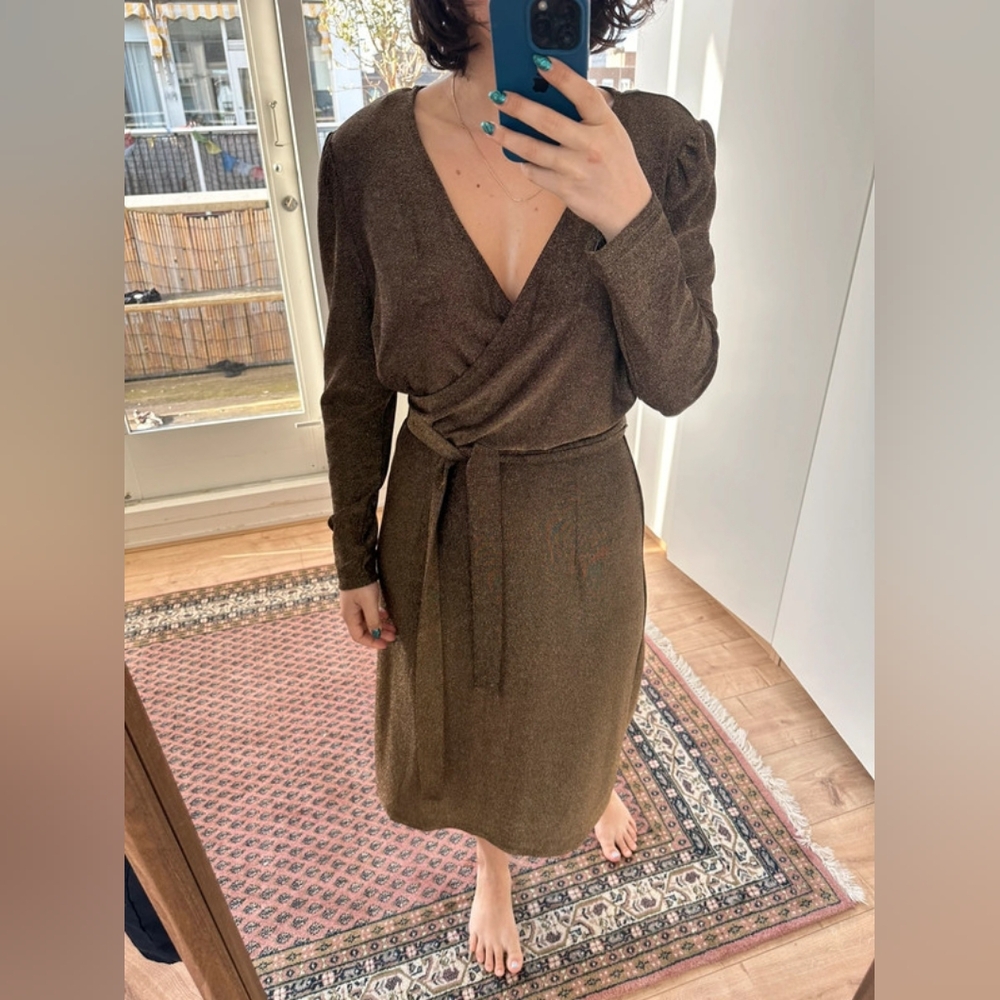 Elegant Brown Wrap Dress